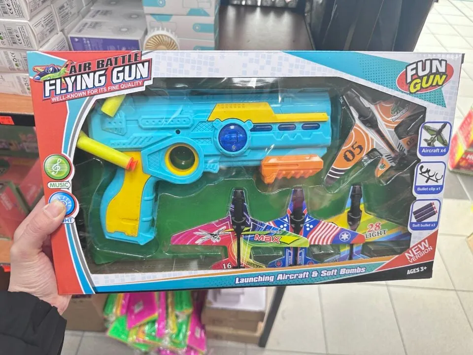 Pistolety Flying Gun wyrzutnia samolotów i strzałek, światło/dźwięk
