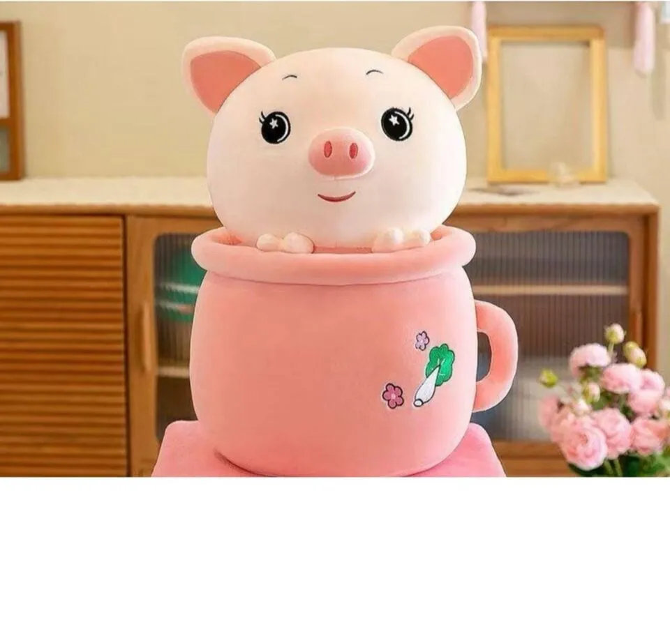 Maskotka Pluszowa 65cm Świnka w Różowym Kubku