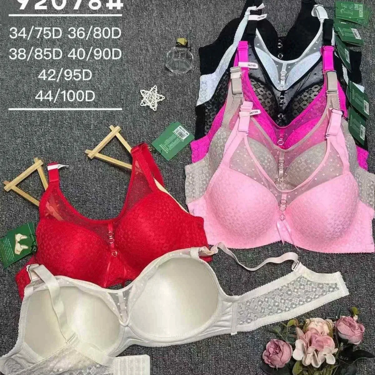 Biustonosze damskie koronkowe 75D-100D Love Magnolia 92078#
