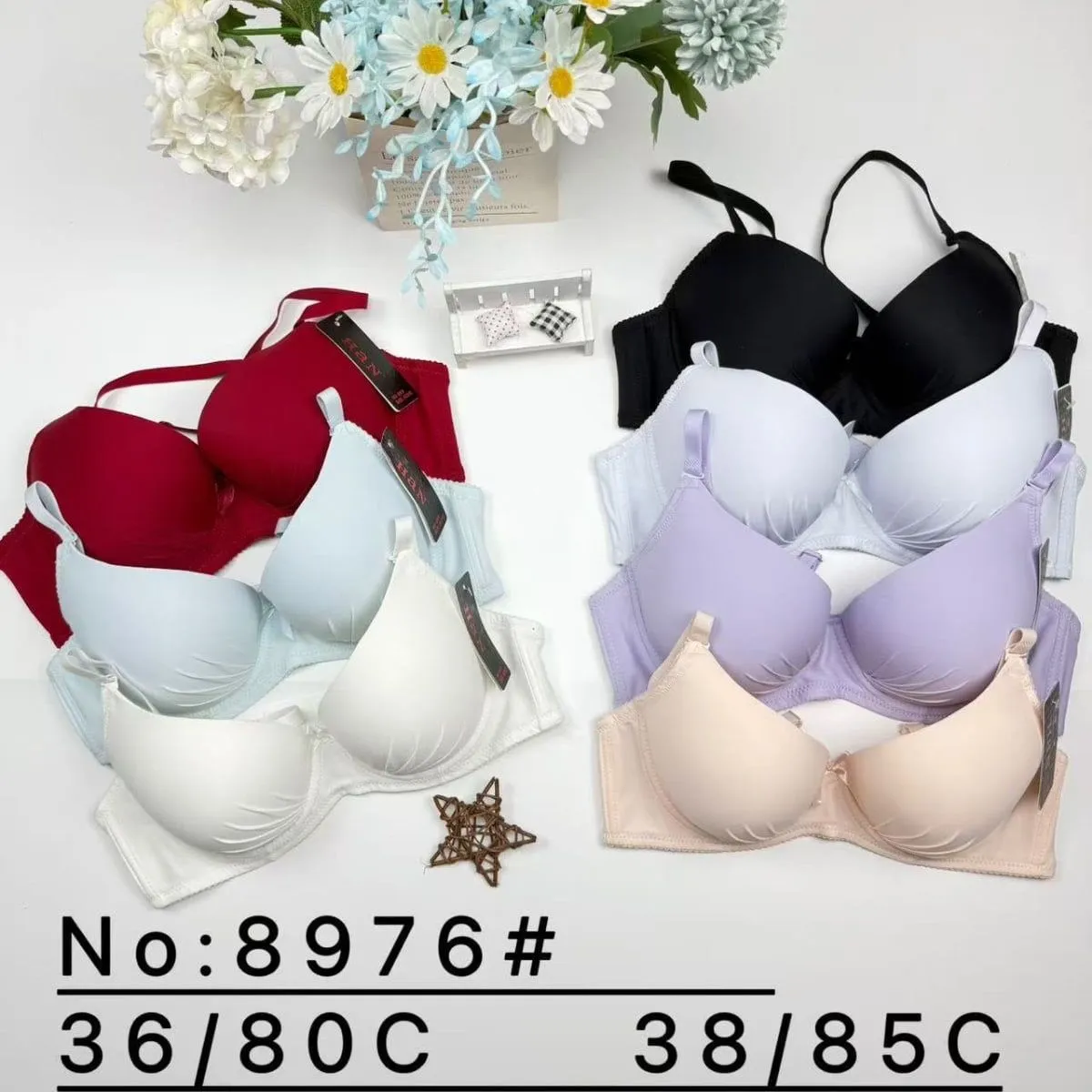 Biustonosze damskie gładkie HAN 8976# miseczka C, mix kolorów
