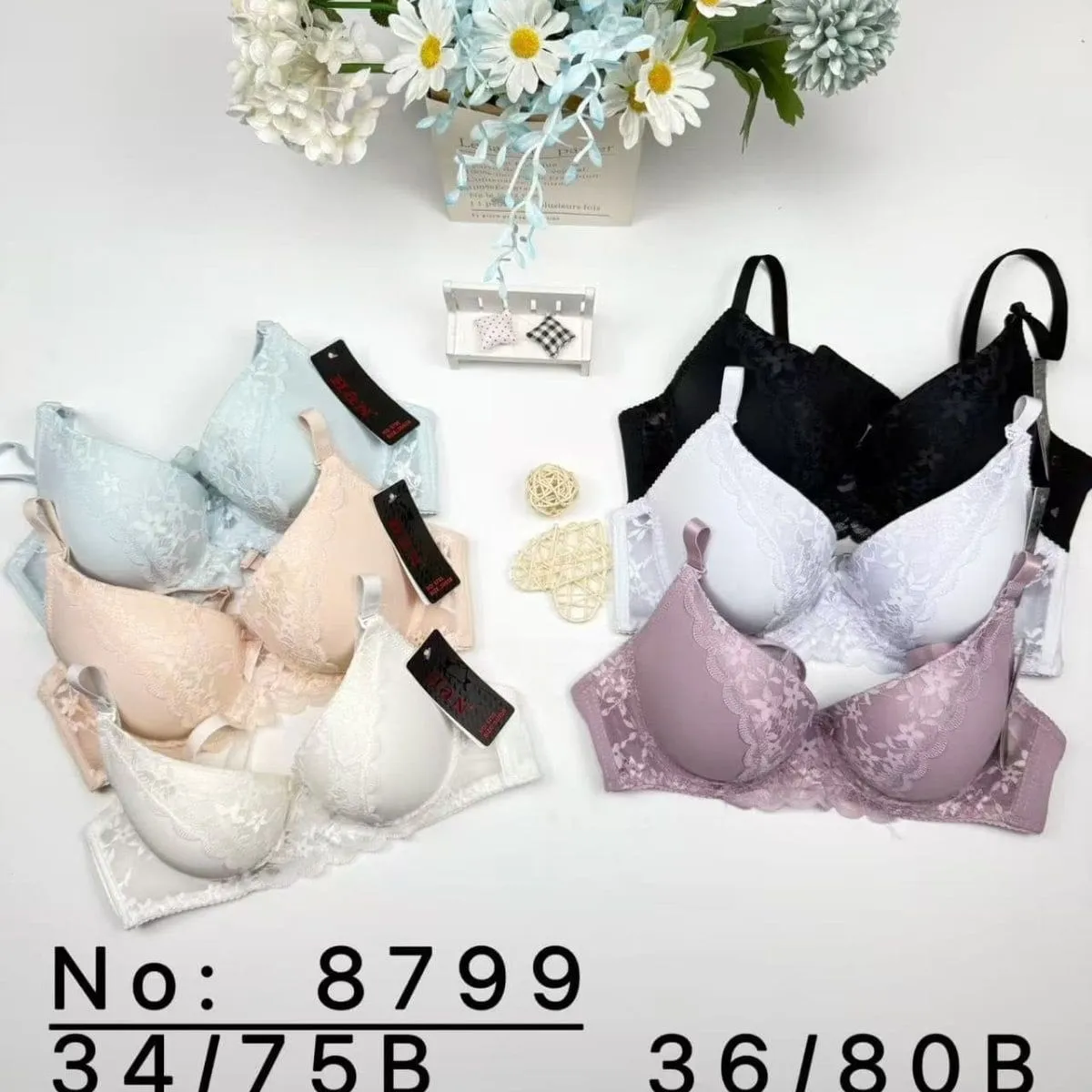 Biustonosze damskie koronkowe mix kolorów 75B-90B model 8799