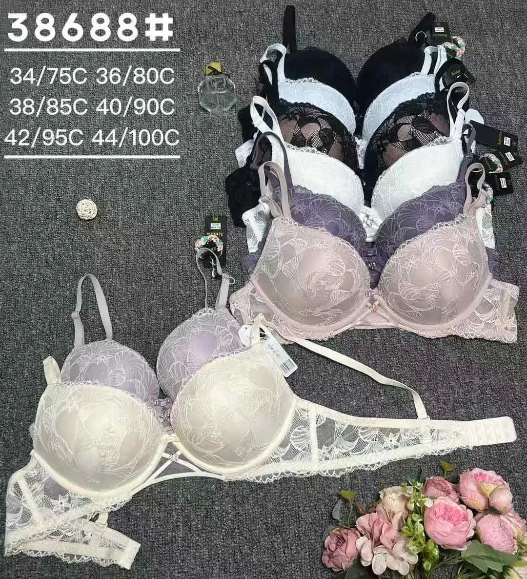 Biustonosze damskie koronkowe Aimina 38688, mix kolorów, 75C-100C