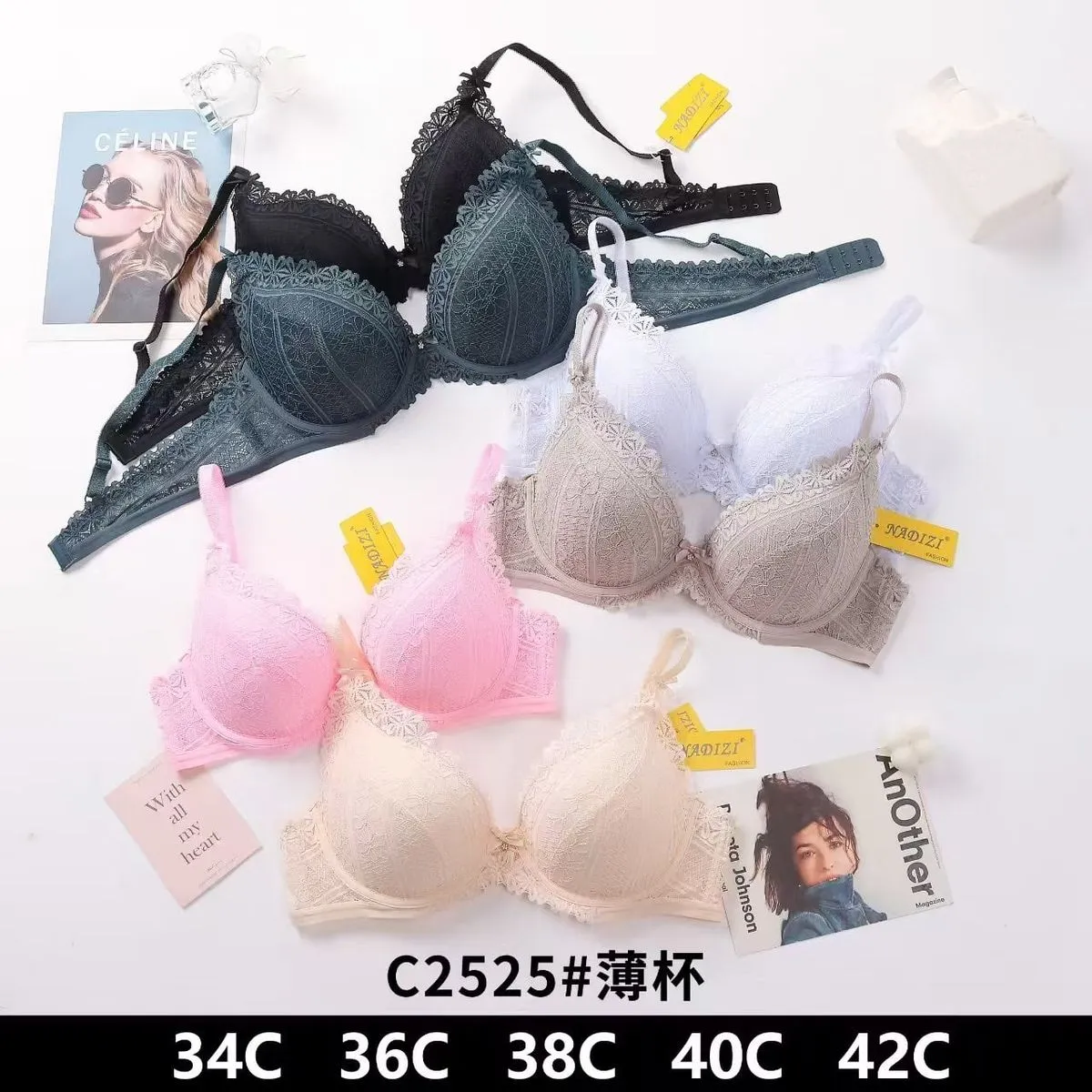 Biustonosze damskie koronkowe NADIZI C2525# 34C-42C mix kolorów