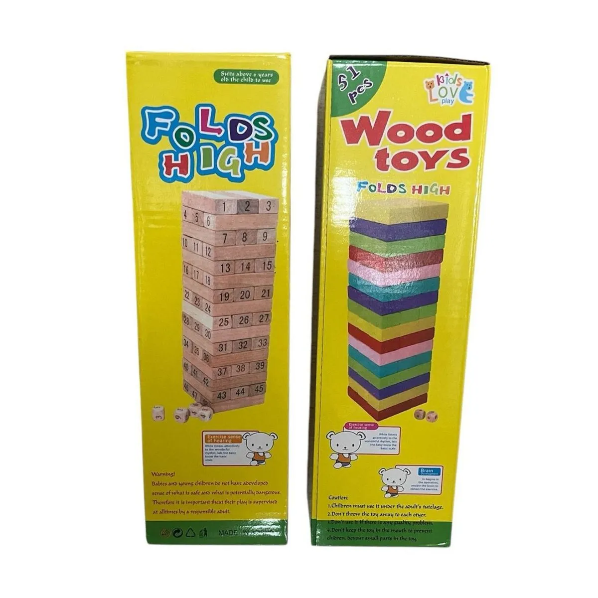 Drewniana gra Folds High Wood Toys Jenga kolorowa