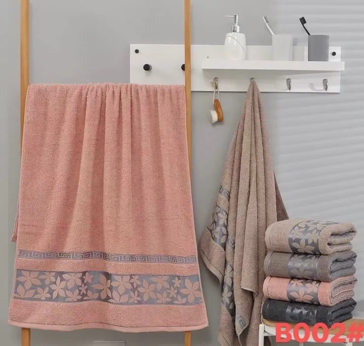 Ręczniki Bawełna 50x100 cm Różowy i Szary