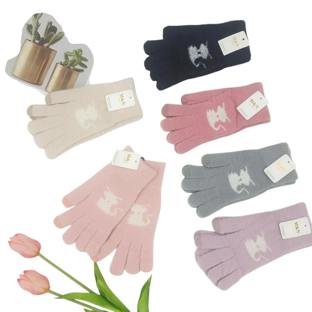 Rękawiczki damskie bez palców z smokiem, 6 kolorów