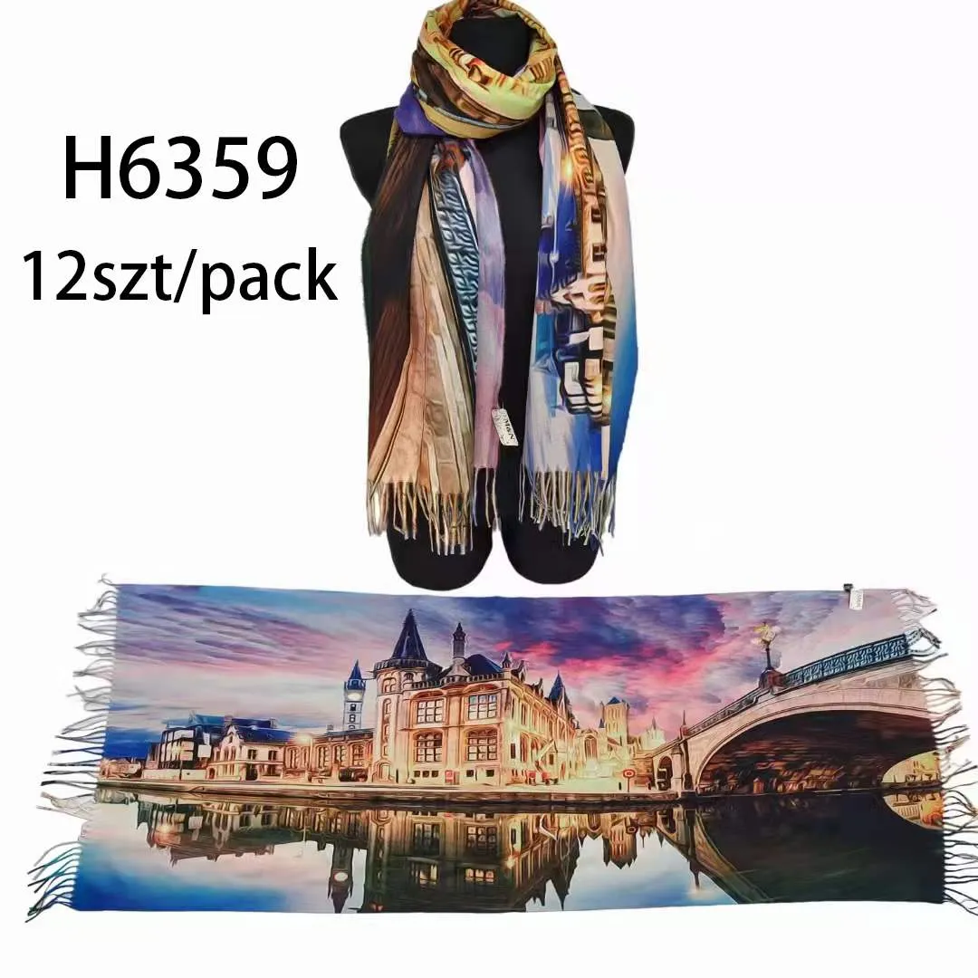 Szaliki damskie z motywem zamku H6359
