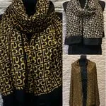 Szaliki damskie viscose, czarne i złote, mix 12 szt