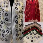Szaliki damskie wzór geometryczny Viscose Cotton mix 12 szt