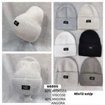Czapki damskie beanie LG 66% wiskoza Mix 12 szt