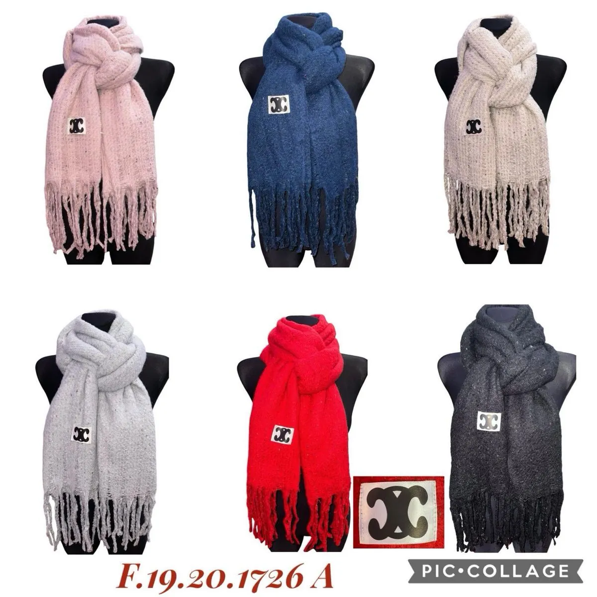 Szaliki damskie z frędzlami 6 kolorów