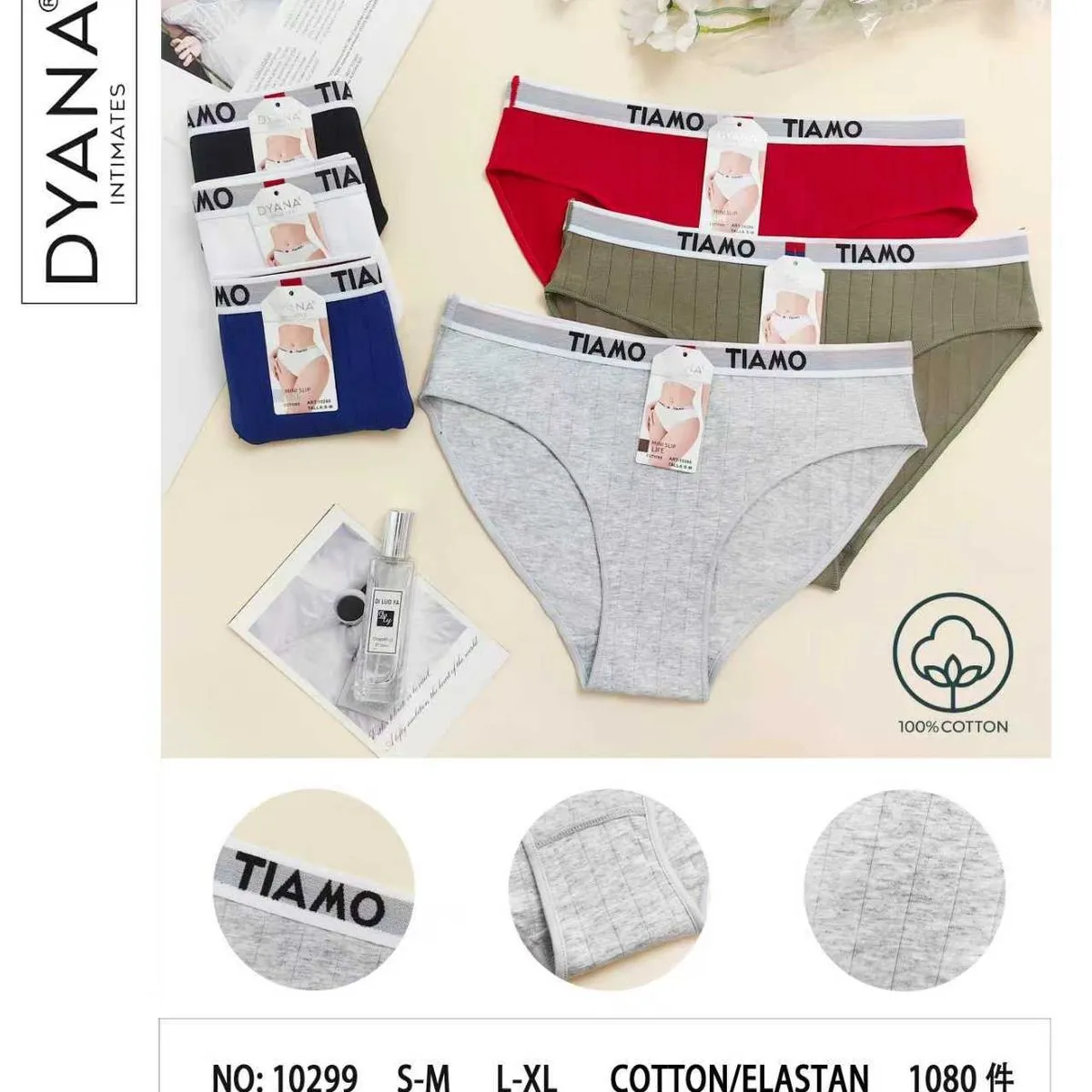 Majtki damskie Tiamo 5 szt S-L XL bawełna/elastan
