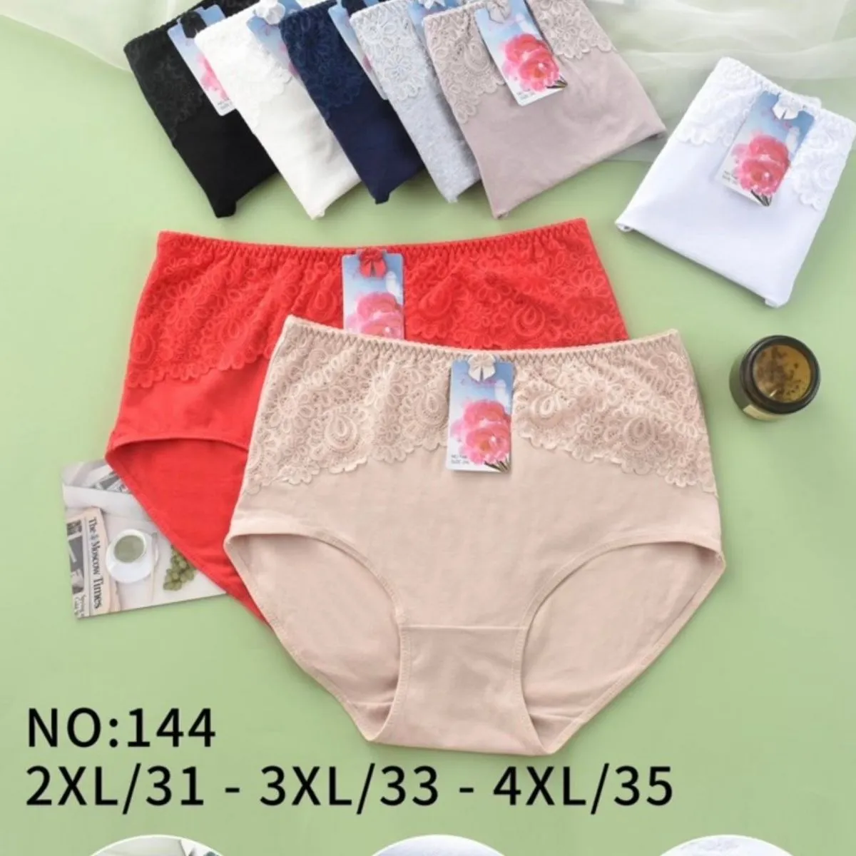 Majtki damskie koronkowe NO:144 2XL/31-4XL/35 multikolor