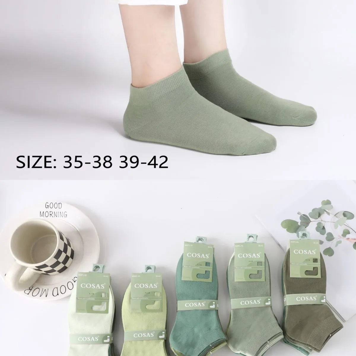 Skarpetki damskie COSASAS zielone WDP-55 roz. 35-38/39-42