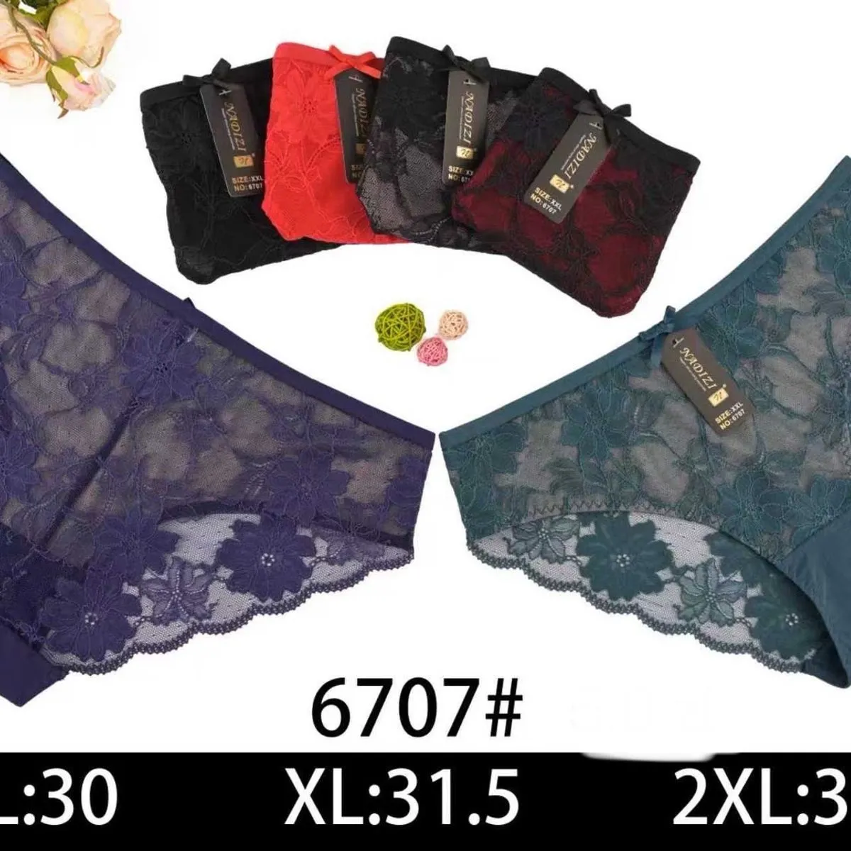 Majtki damskie koronkowe L:30 XL:31.5 2XL:33 6707#