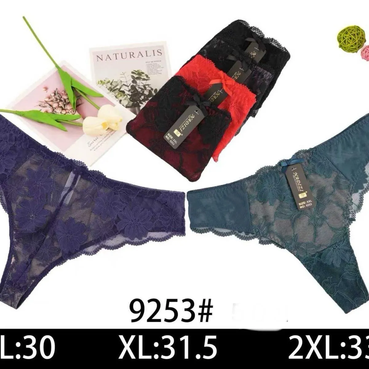 Majtki damskie koronkowe L:30 XL:31.5 2XL:33 9253
