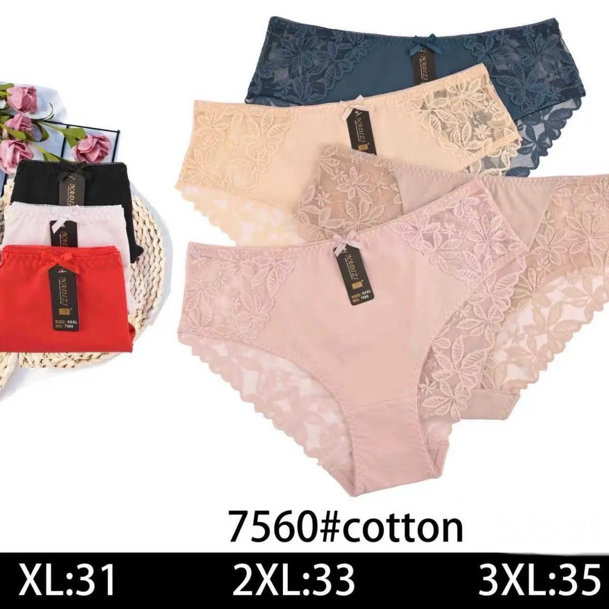 Majtki damskie koronkowe bawełniane XL-3XL 75560
