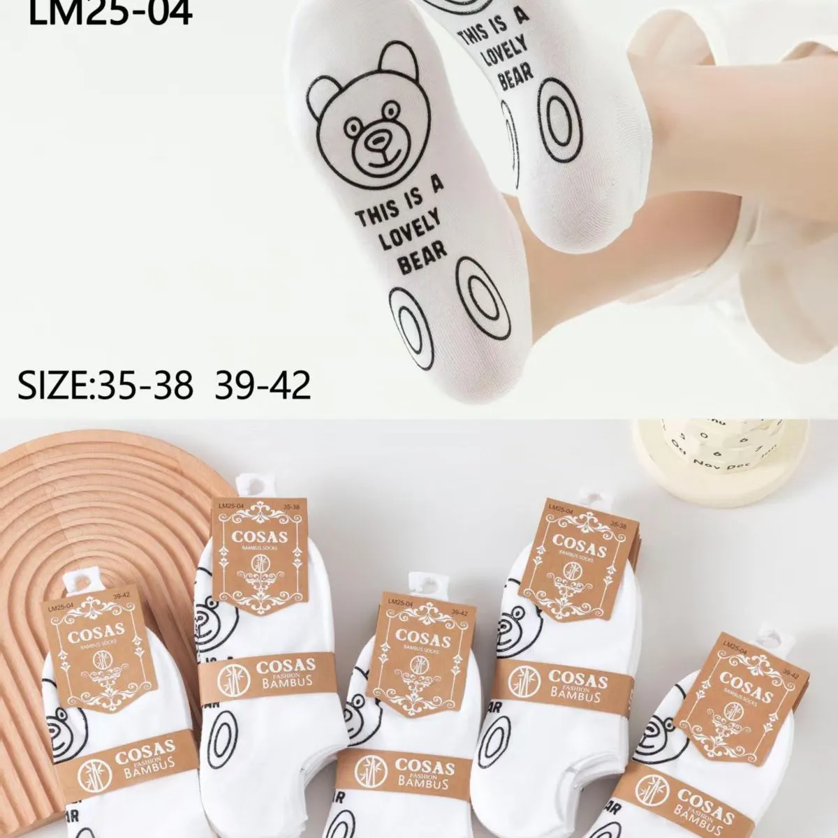 Skarpetki damskie COSASAS L/M 36-42 z misiem This is lovely bear