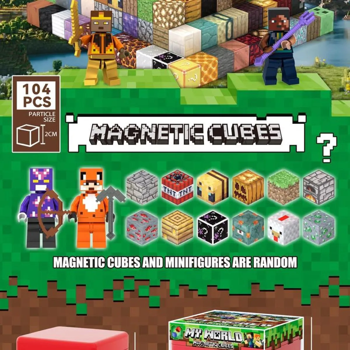 Zabawki Klocki Magnetyczne My World 104 pcs Minecraft