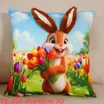 Poszewka 3D Królik z Tulipanami 40x40cm PE-202