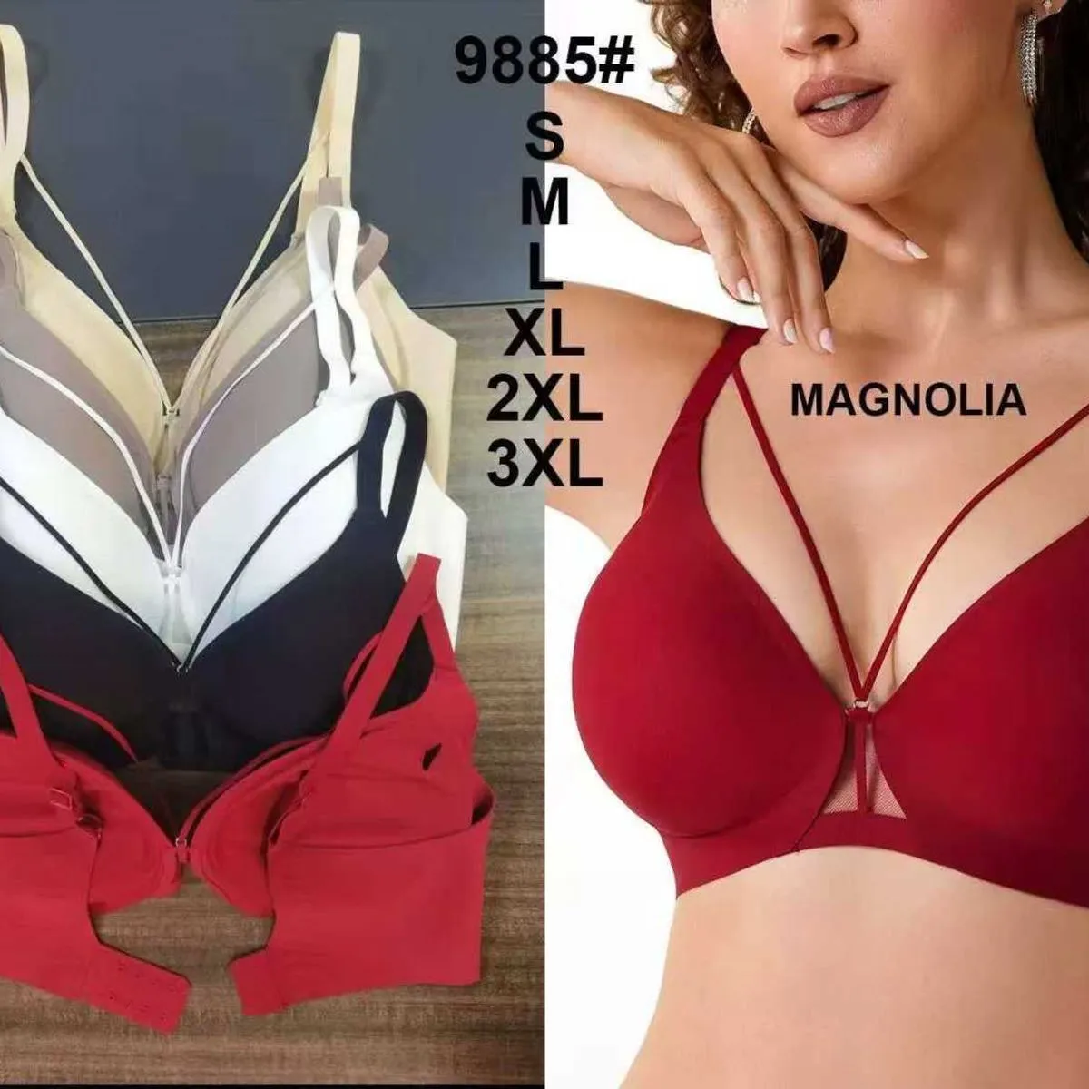 Biustonosz damski Magnolii S-3XL beżowy/czarny/czerwony