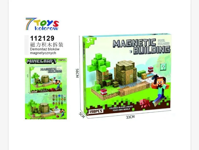 Zabawki Klocki Magnetyczne Minecraft 198 pcs