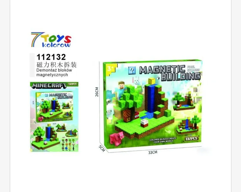 Zabawki Klocki Magnetyczne Minecraft 180 pcs
