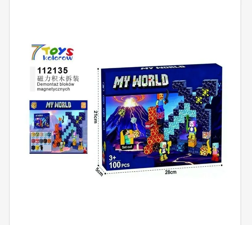 Zestaw klocków magnetycznych My World 3w1 100 elementów