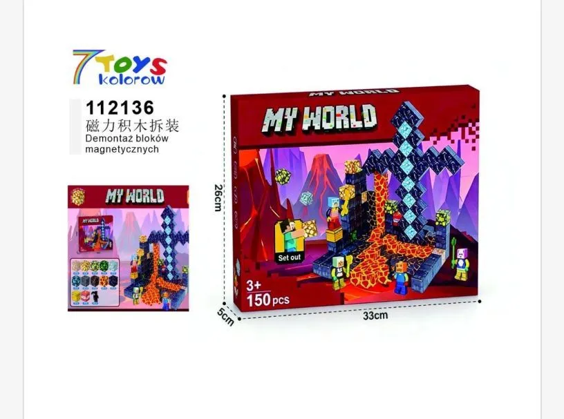 Zestaw klocków magnetycznych My World Minecraft 150 pcs
