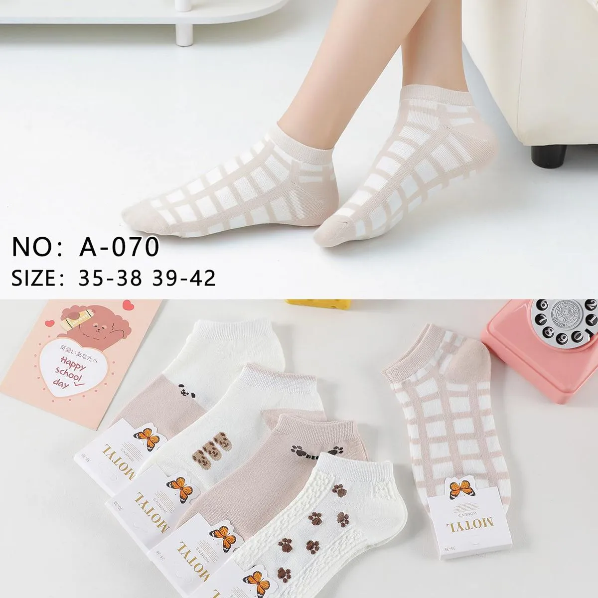 Skarpetki damskie Motyl wzór rozmiar 35-42 NO: A-070