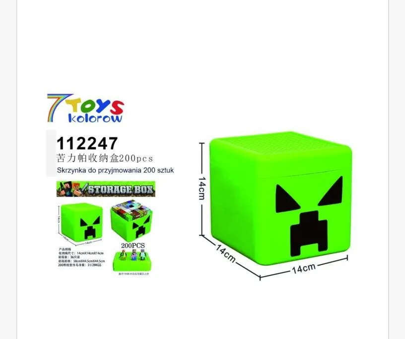 Zabawki Klocki Magnetyczne Skrzynka Minecraft 14cm Zielona