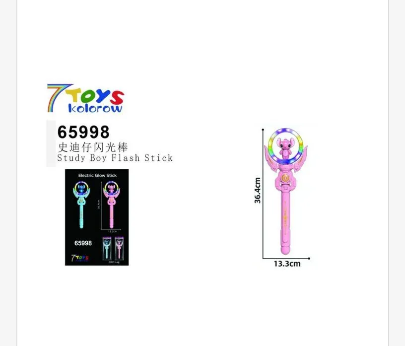 Magiczna Rozdzka LED Stitch Różowa 33cm