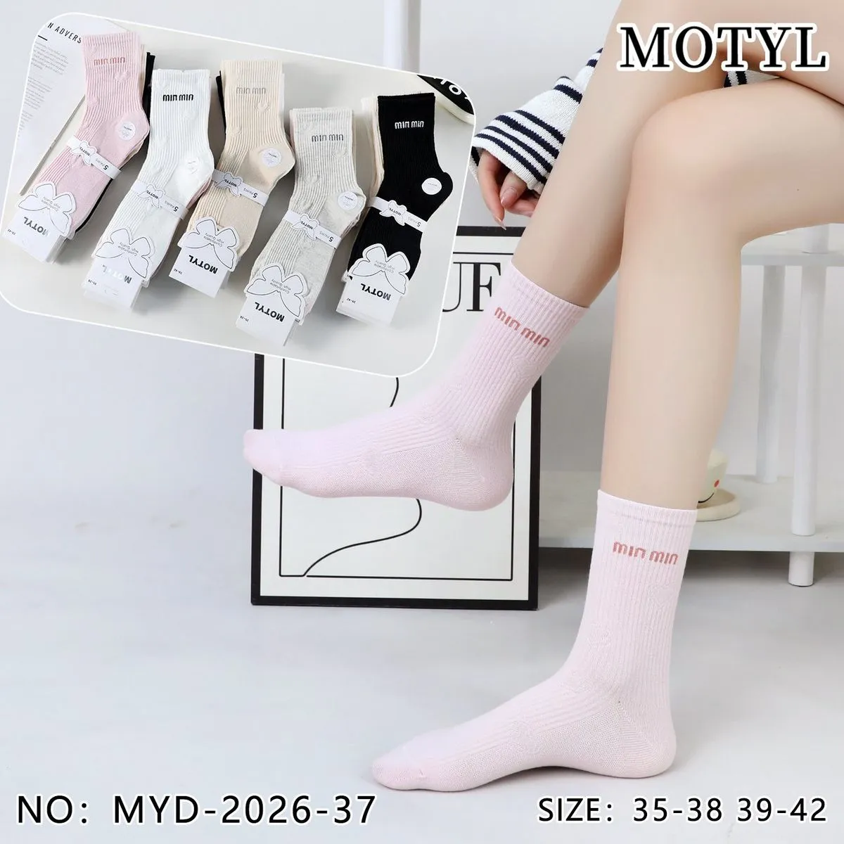 Skarpetki damskie Motytyl z kokardkami, rozmiar 35-38/39-42