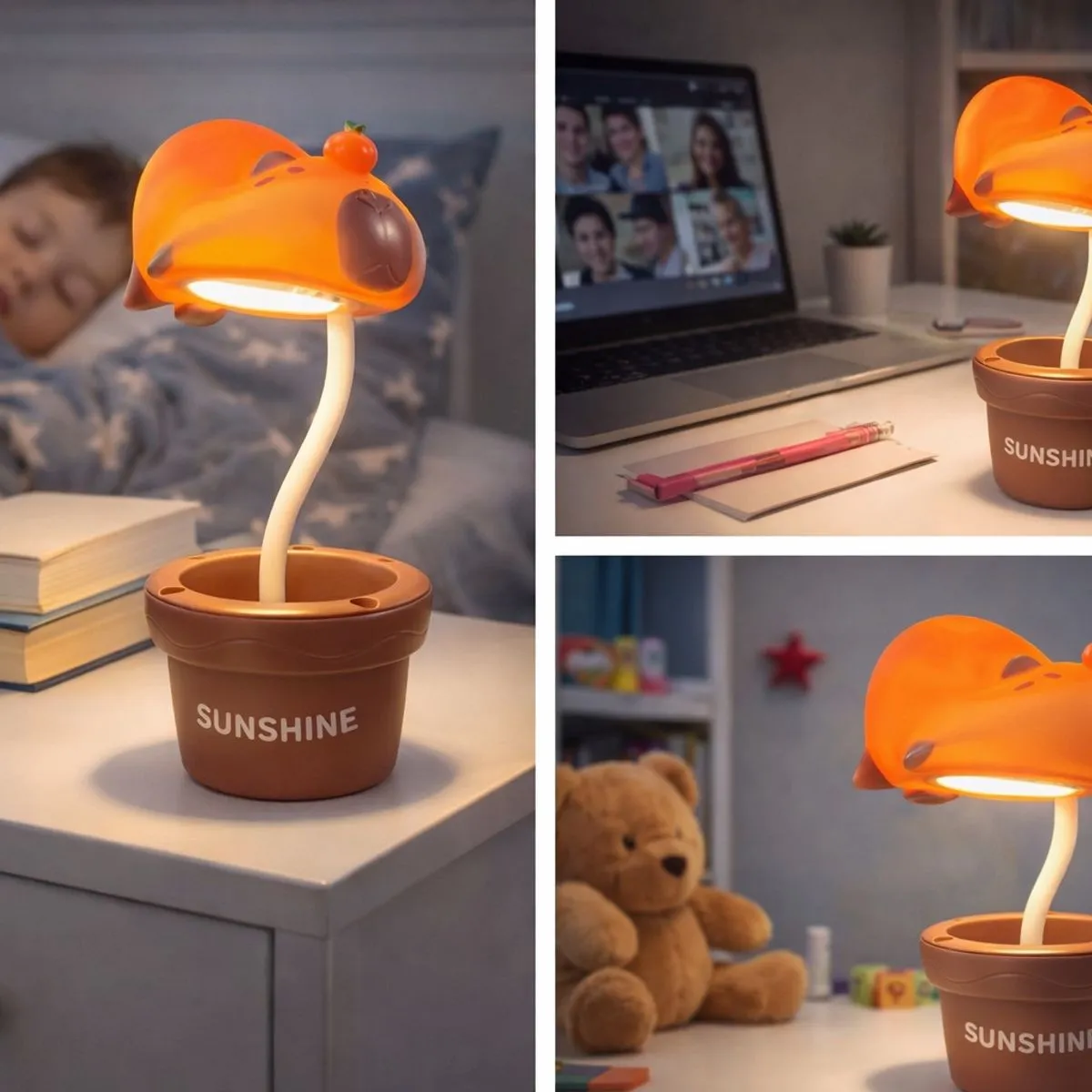 Lampa nocna Sunshine pomarańczowa z doniczką