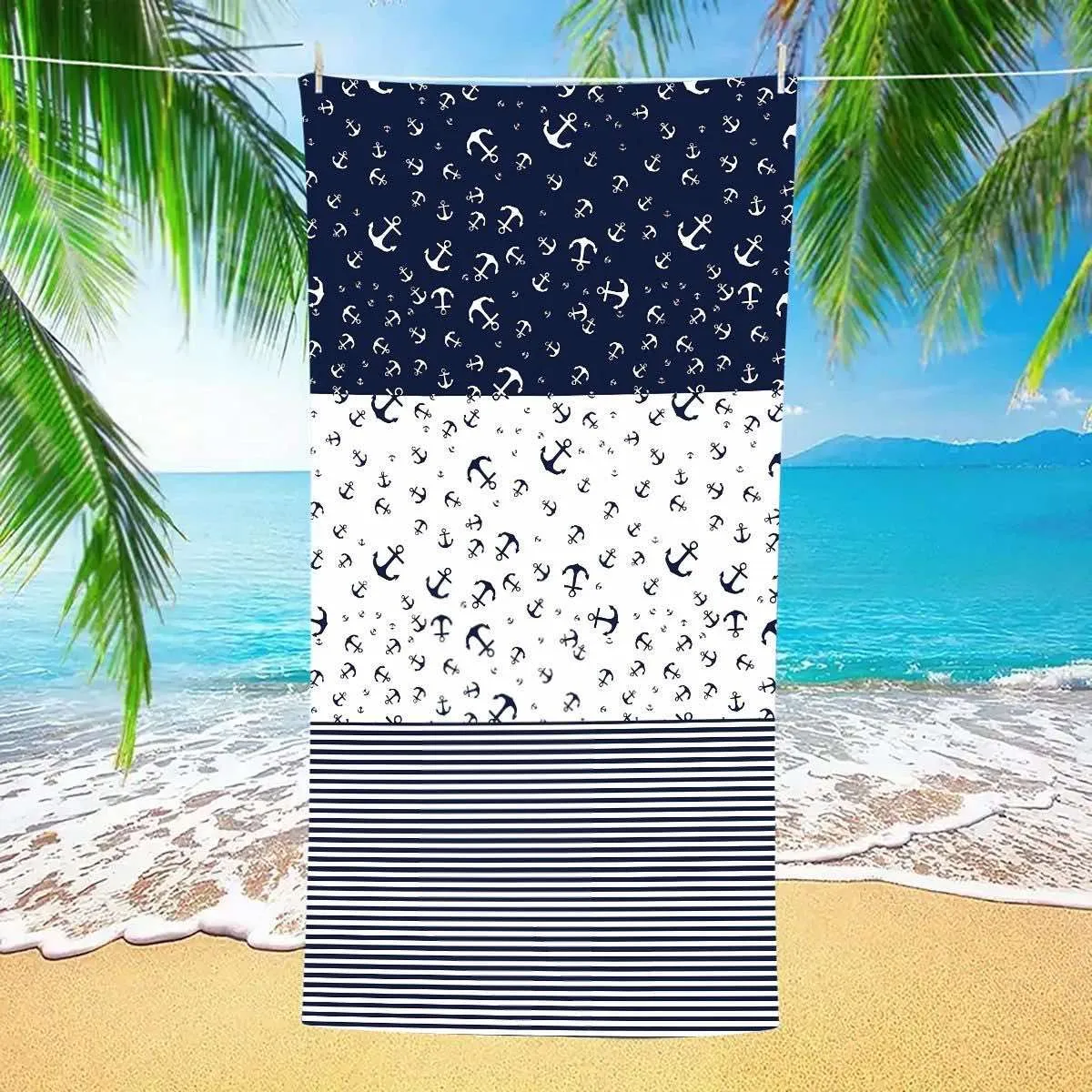 Ręcznik plażowy z mikrofibry marynistyczny 70x140 cm