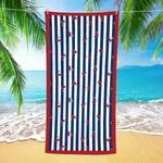 Ręcznik plażowy mikrofibra 70x140 cm granatowo-biały w czereśnie