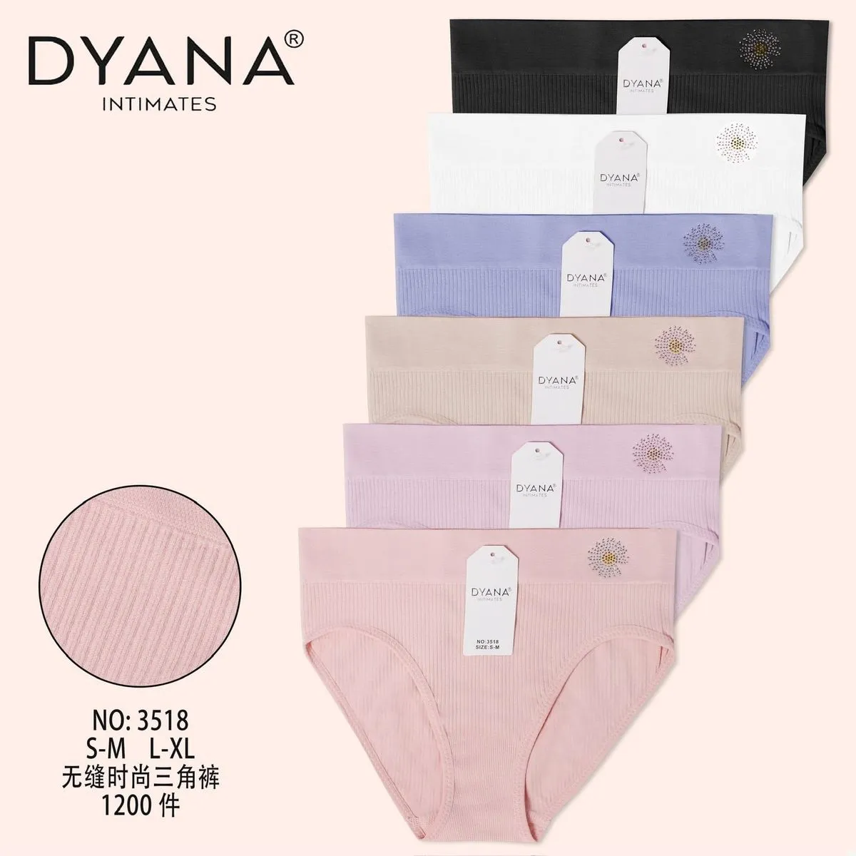 Majtki damskie DYNANA bezszwowe S-3XL, 6 kolorów