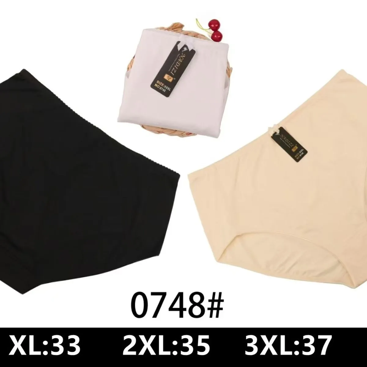 Majtki damskie bawełniane XL-3XL 0748# czarny/beżowy/biały