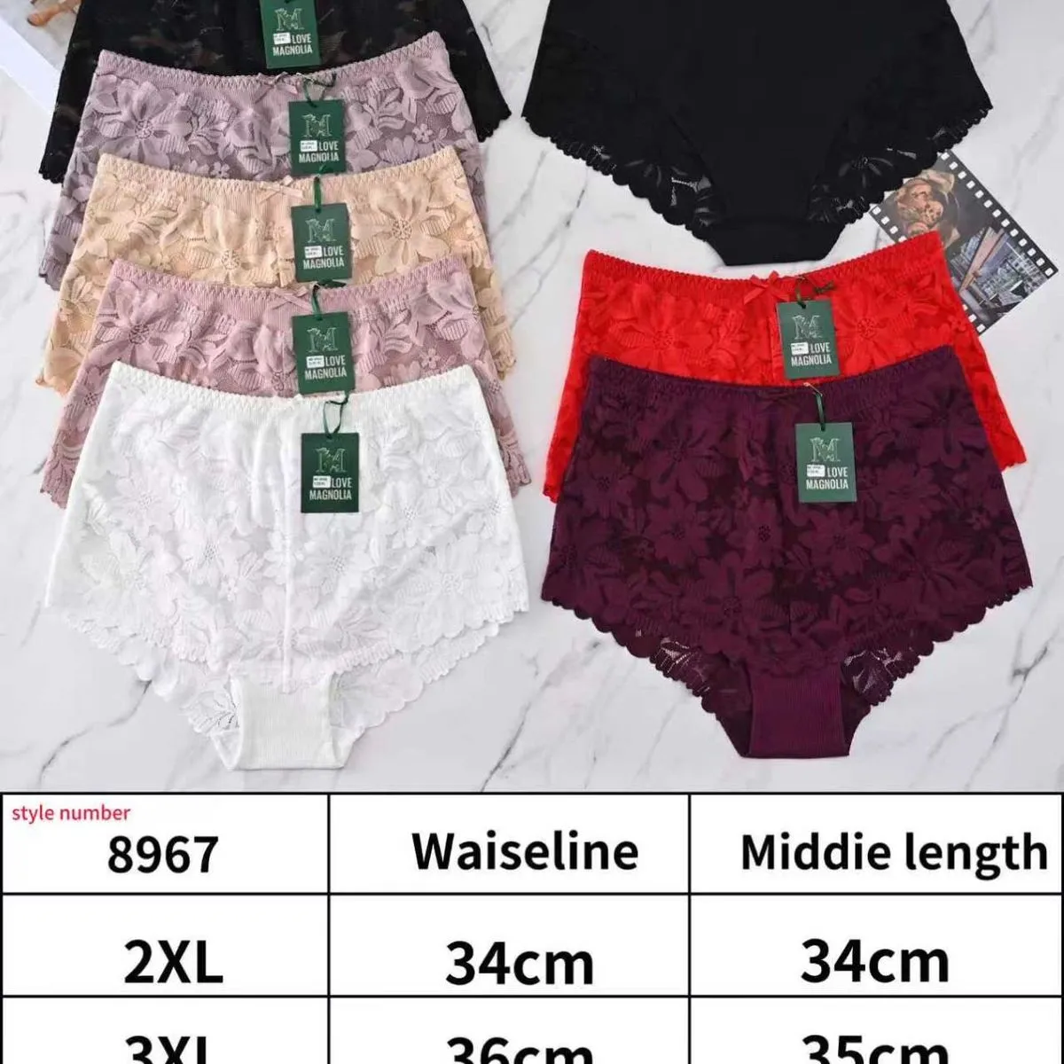 Majtki damskie koronkowe 3XL 4XL Waistline Middle length