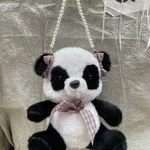 Torebka pluszowa panda dla dzieci z perłowym paskiem
