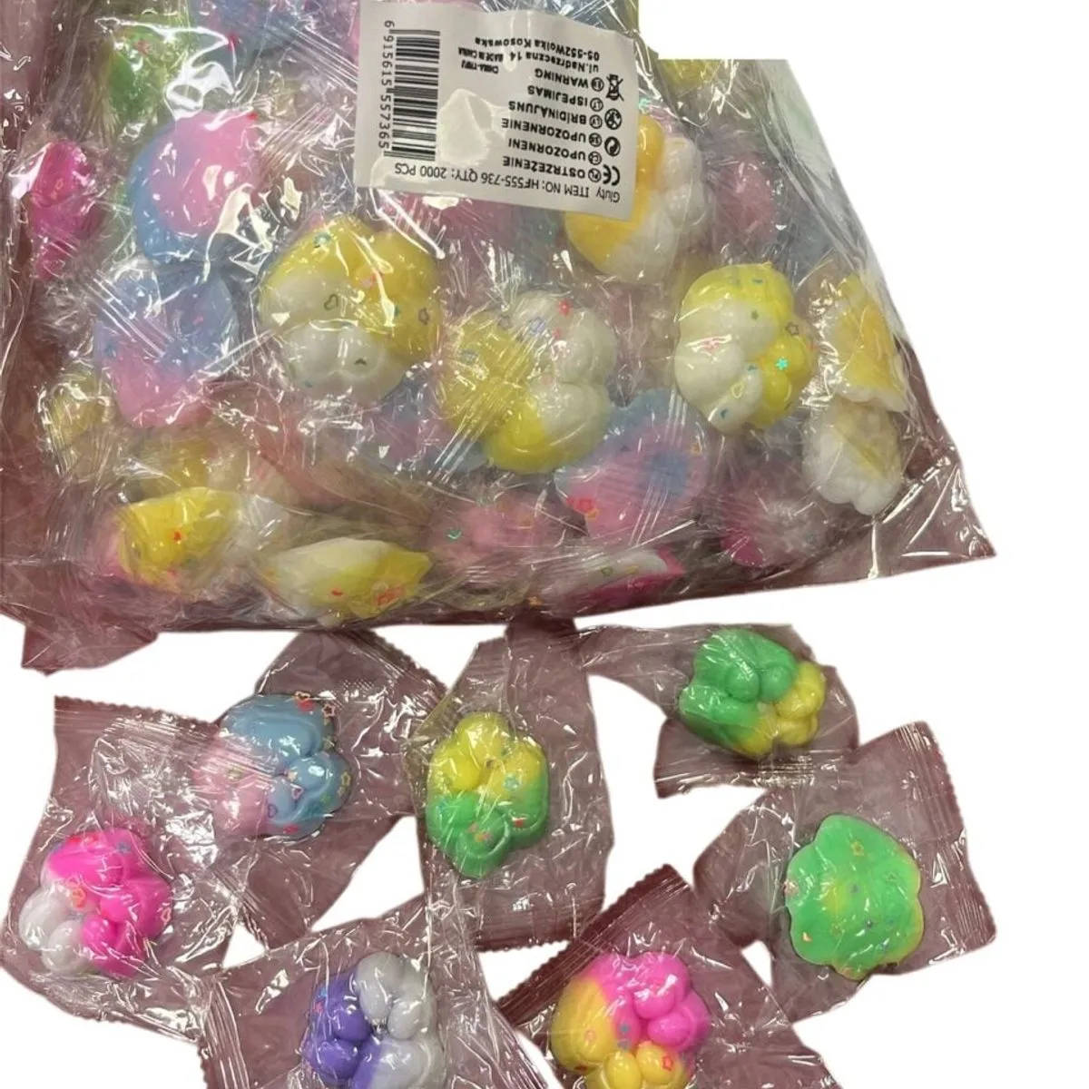 Gniotki Łapki Squeeze Toys Brokatowe Mix Kolorów 100 szt.