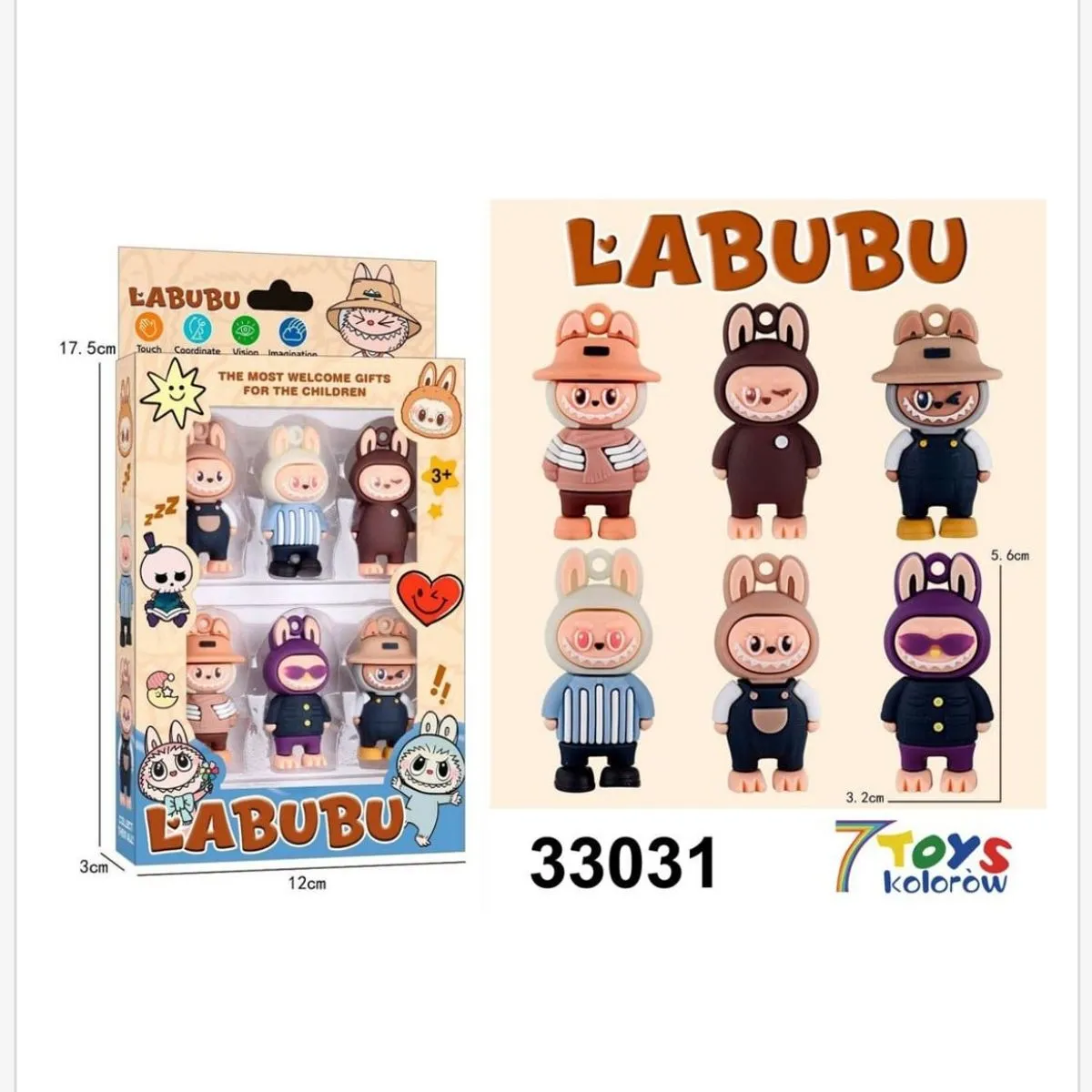 Figurki Labubu 6PCS Zestaw Kolekcjonerski 5,6cm