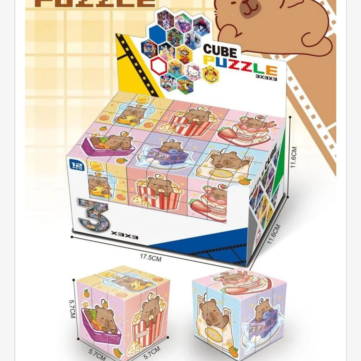 Kostka Rubika Kapibara 3x3x3 Zabawka Logiczna 5,7cm 12szt