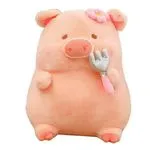 Maskotka Pluszowa Świnka z Widelcem i Kwiatkiem 40cm