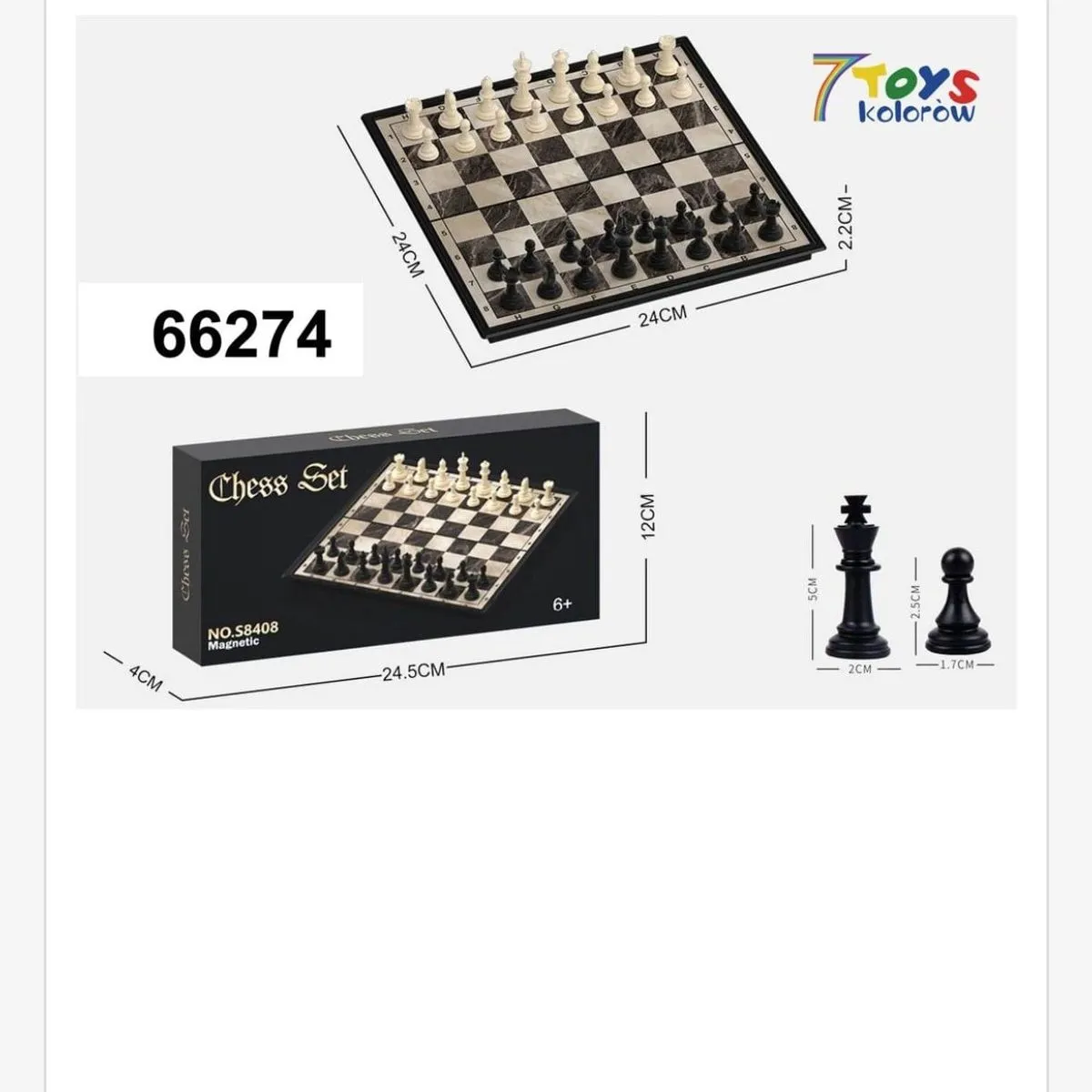 Szachy Magnetyczne Chess Set 24x24cm - Zestaw 12 szt.