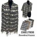 Szalik damski bawełna wiskoza wzór paski frędzle D8817808