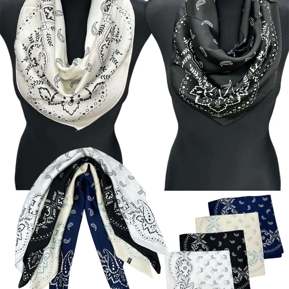 SZALIK DAMSKI apaszka satynowa wzór bandana paisley C007.655
