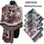 Szalik damski wełna i wiskoza, wzór pejzaż, mix kolorów 12 szt.