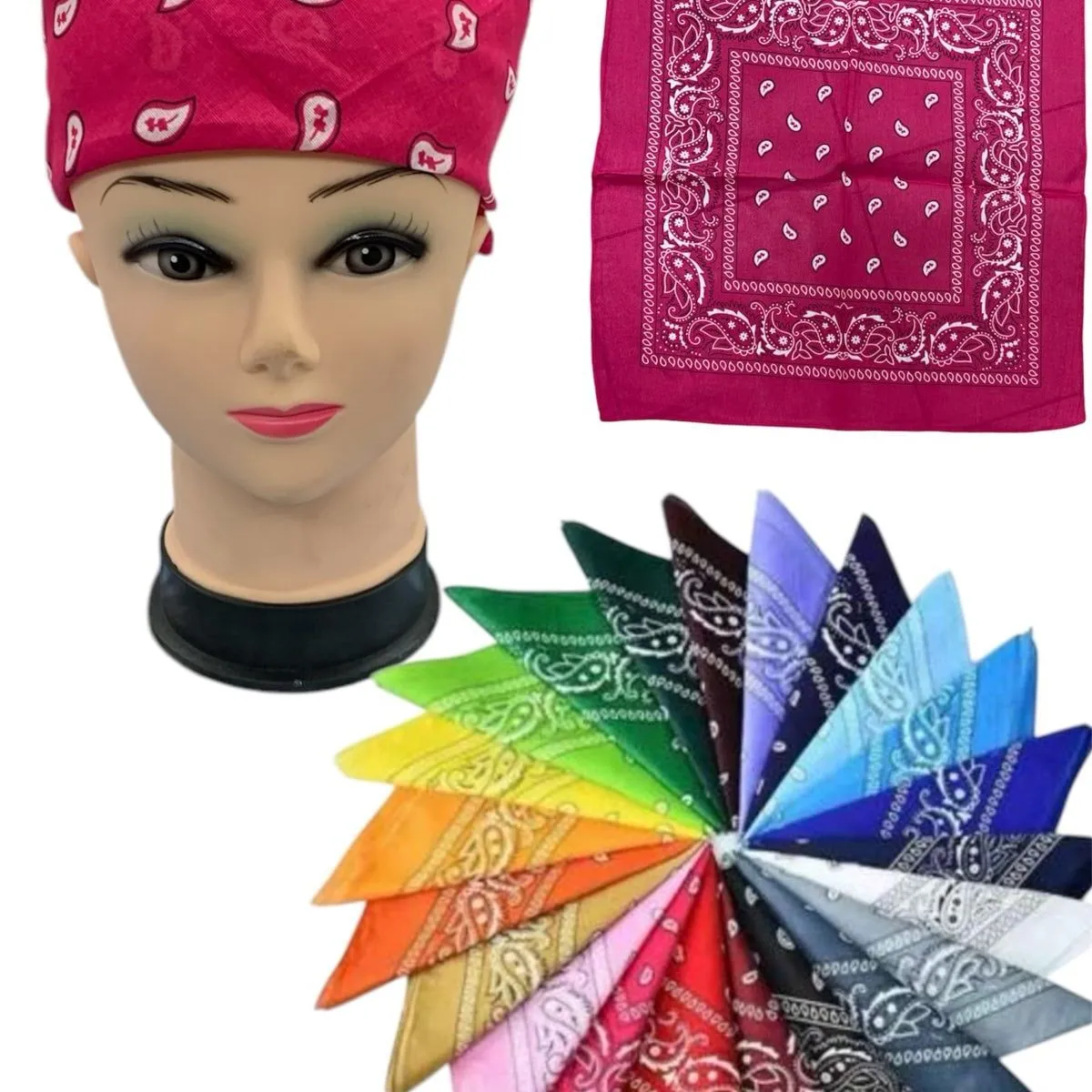 Baranki Damskie - Chusty Bandana Paisley Mix Kolorów 12szt