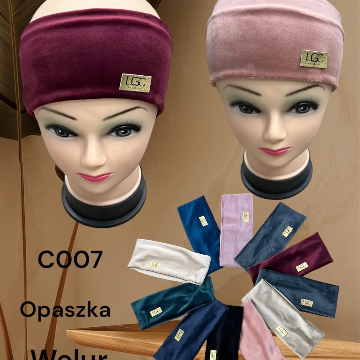 Opaska Welurowa Damska ALPAKA LGC Vogue C007 - Mix Kolorów
